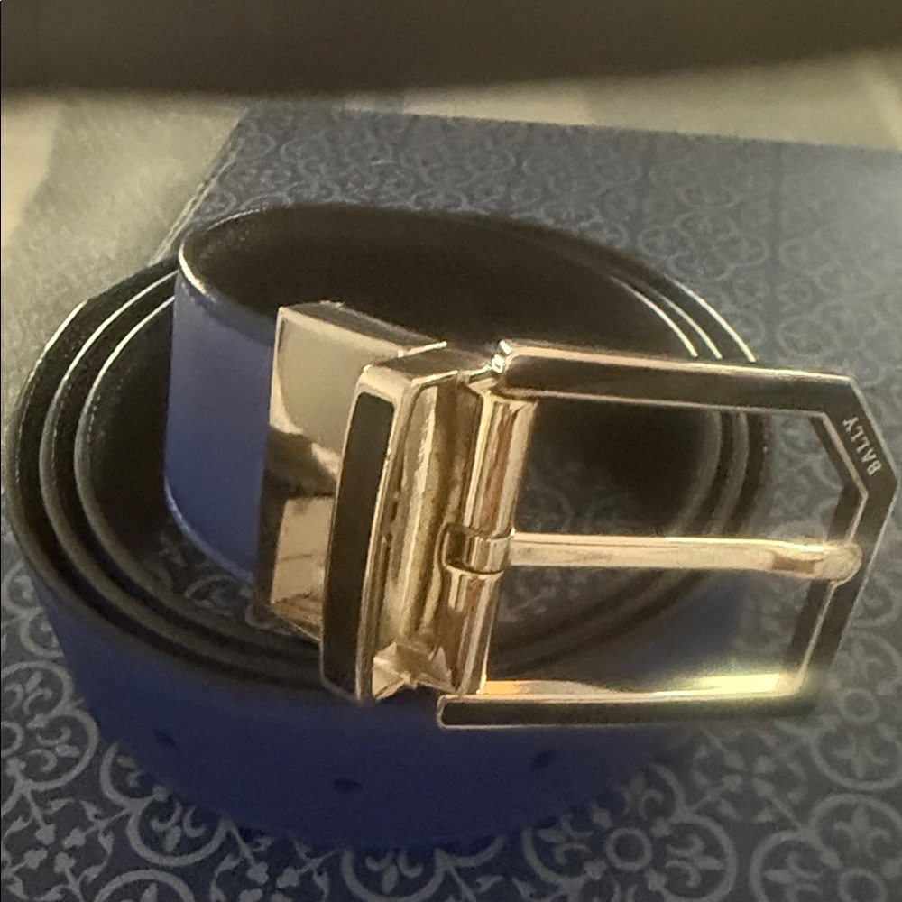Bally Royal Blue Belt with Gold Buckle